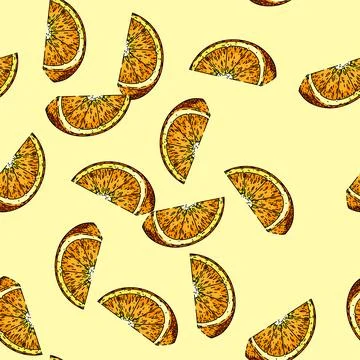 Pattern orange ripe sketch hand drawn illustration Illustrazione stock