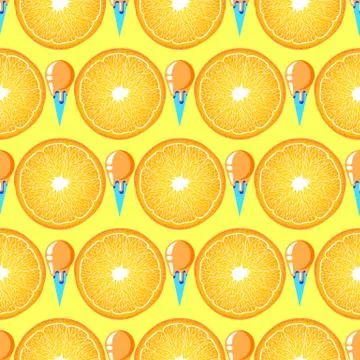 Pattern with orange slices and ice cream Stock Illustration