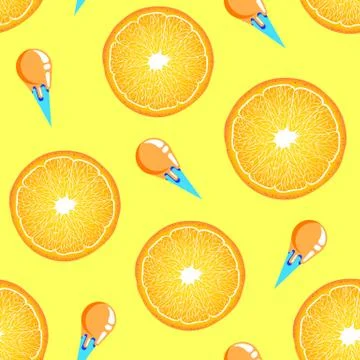 Pattern with orange slices and ice cream Stock Illustration