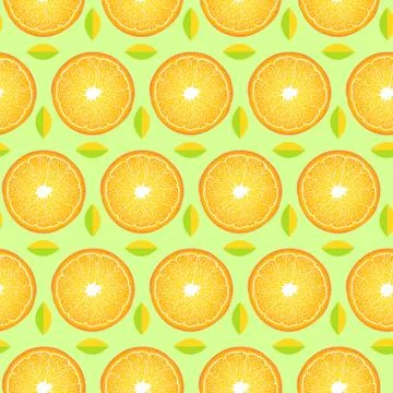 Pattern with orange slices and leaves Stock Illustration