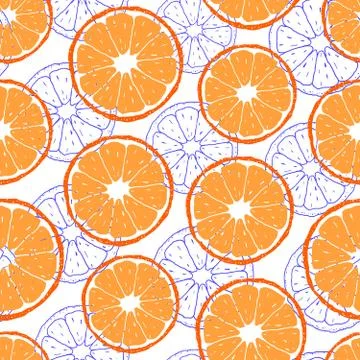 Pattern with orange slices Stock Illustration