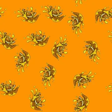 Pattern orange splash juice sketch hand drawn Illustrazione stock