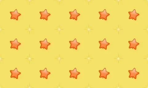 Pattern of orange stars on yellow background with sparkles Stock Illustration