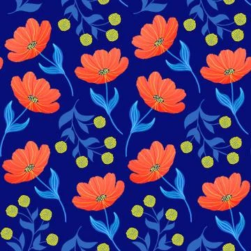 Pattern with orange tulips Stock Illustration