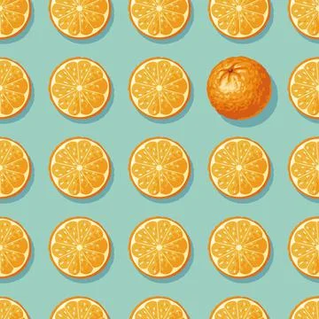 Pattern of oranges on a blue background Stock Illustration