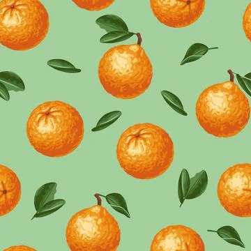 Pattern of oranges on a green background Stock Illustration