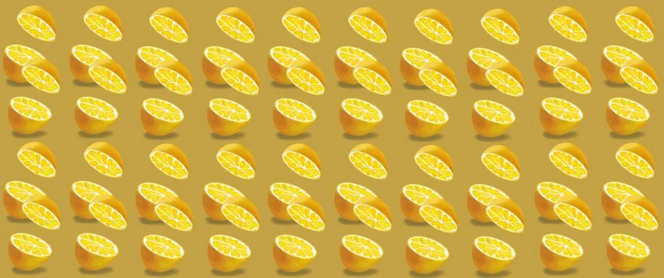The pattern of Oranges or Lemons. Cut in half. Colored background. Stock Illustration