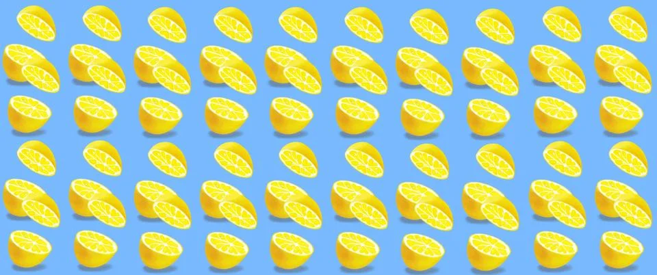 The pattern of Oranges or Lemons. Cut in half. Colored background. Illustrazione stock