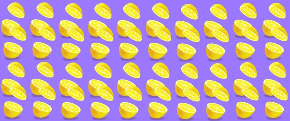 The pattern of Oranges or Lemons. Cut in half. Colored background. Illustrazione stock