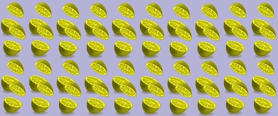 The pattern of Oranges or Lemons. Cut in half. Colored background. Illustrazione stock