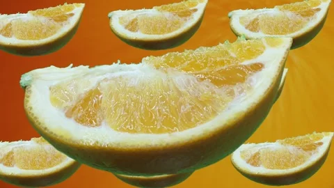 A pattern of oranges, slowly twisting and turning, juicy. Stock Footage 268992388