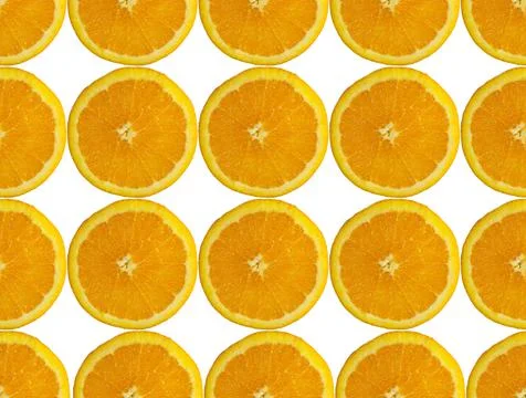 Pattern of orangle slices isolated on white background Stock Photos