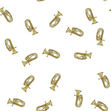 Pattern orchestra tuba cartoon vector Stock Illustration