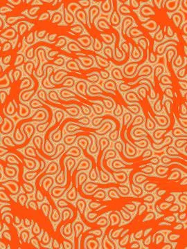 Pattern of organic elastic forms in modern style on orange background 3d render Stock Illustration