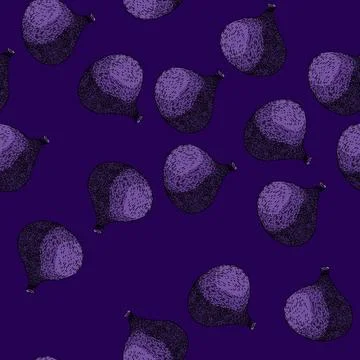 Pattern organic fig sketch hand drawn Stock Illustration