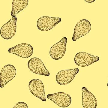 Pattern organic sesame seed sketch hand drawn Stock Illustration