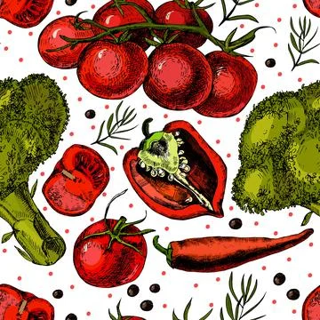 Pattern with Organic Vegetables. Stock Illustration