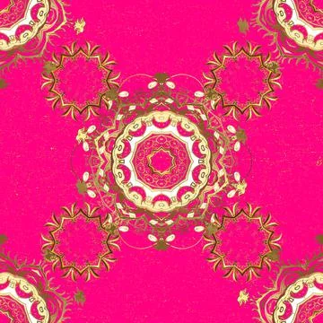 Pattern oriental ornament. Vector golden textile print. Floral tiles. Islamic de Illustrazione stock