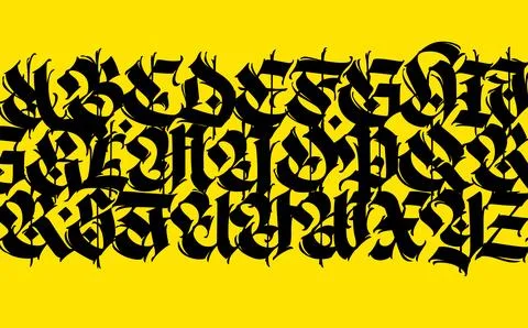 Pattern, ornament in the Gothic style. Vector. Alphabet. All elements are sto Stock Illustration