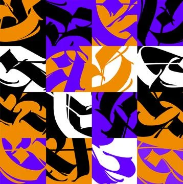 Pattern, ornament in the Gothic style. Vector. Colored letter symbols in squa Stock Illustration