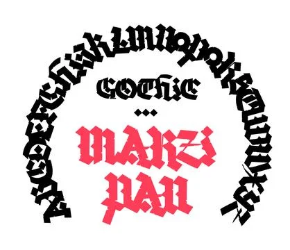 Pattern, ornament in the Gothic style. Vector. Entire alphabet. Medieval lati Stock Illustration