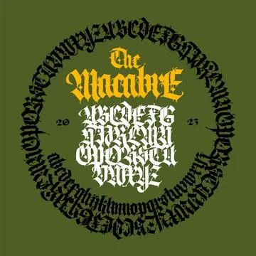 Pattern, ornament in the Gothic style. Vector. Entire alphabet. Medieval lati Stock Illustration