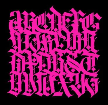 Pattern, ornament in the Gothic style. Vector. Alphabet. Calligraphy and lett Stock Illustration