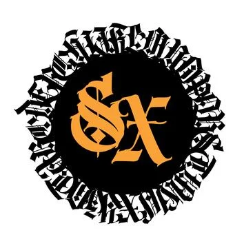 Pattern, ornament in the Gothic style. Vector. Gothic Old Germanic font. Alph Stock Illustration