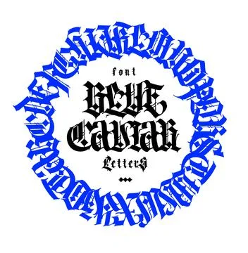 Pattern, ornament in the Gothic style. Vector. Entire alphabet. Medieval lati Stock Illustration