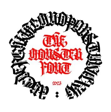 Pattern, ornament in the Gothic style. Vector. Gothic Old Germanic font. Alph Stock Illustration