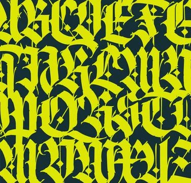 Pattern, ornament in the Gothic style. Vector. Alphabet. Calligraphy and lett Stock Illustration