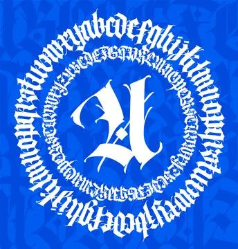 Pattern, ornament in the Gothic style. Vector. Gothic Old Germanic font. Alph Stock Illustration