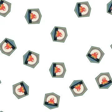Pattern outdoors retro bonfire badge cartoon vector Stock Illustration