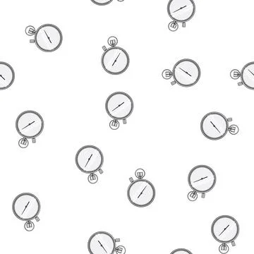 Pattern outline stopwatch cartoon vector Stock Illustration