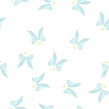 Pattern outline wing angel cartoon vector Illustrazione stock