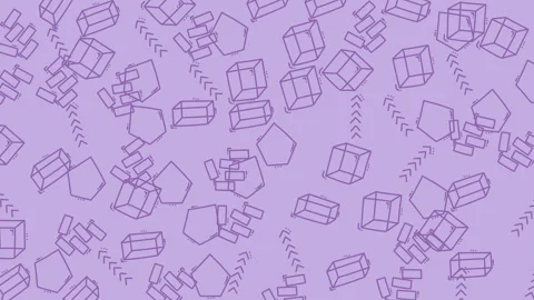 Pattern of outlined geometric shapes on a lavender background Stock Footage 321569500