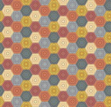 Pattern with outlined hexagons and squares Stock Illustration