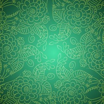Pattern with outlines flowers and leaves Stock Illustration