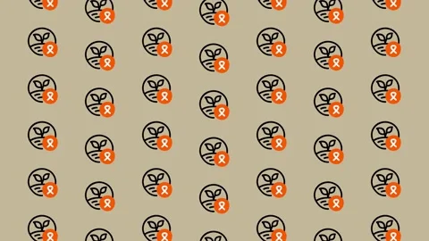 Pattern of Owl Icons with Orange Ribbon. Stock Footage 325384835