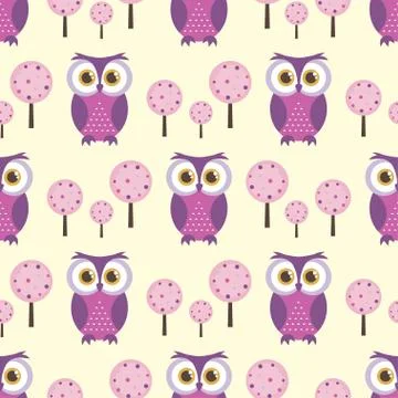 Pattern with owl Stock Illustration