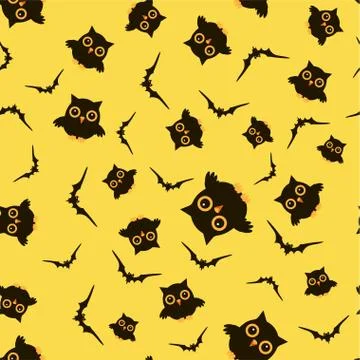 Pattern with owls and bats Illustrazione stock