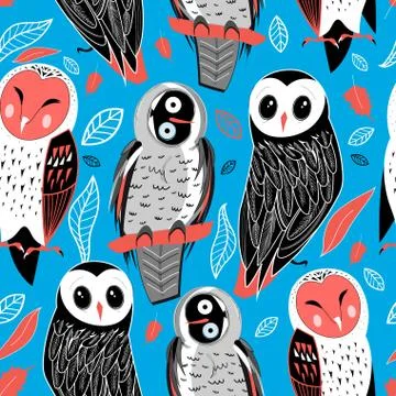 Pattern of owls Stock Illustration