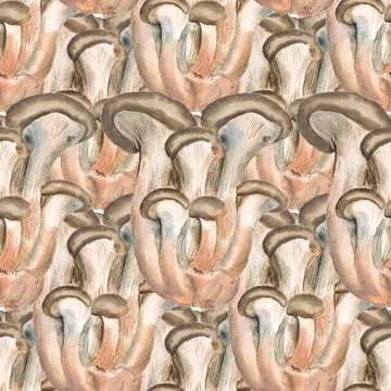 Pattern with oyster mushrooms Stock Illustration