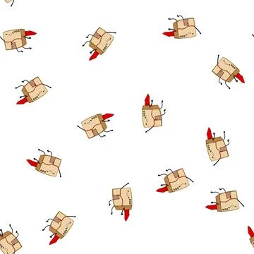 Pattern package cardboard box character cartoon vector イラスト素材