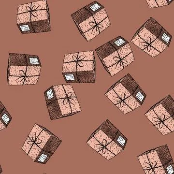 Pattern package parcel sketch hand drawn Stock Illustration