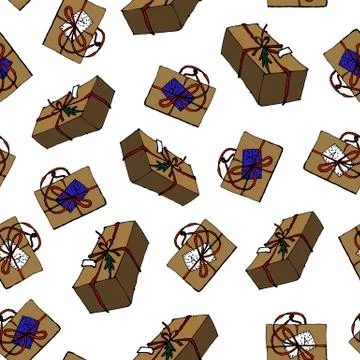 Pattern with packages and parcels Stock Illustration