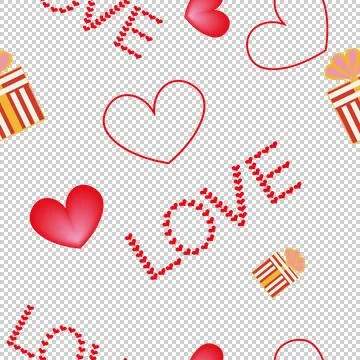 Pattern Packages with gifts, contours and voluminous pink backgrounds. Stock Illustration