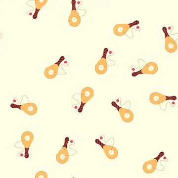 Pattern paddle ball toy illustration featuring a yellow paddle, red ball, and Stock Illustration