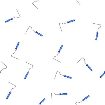 Pattern Paint roller frame with blue handle ready for home improvement work Illustration