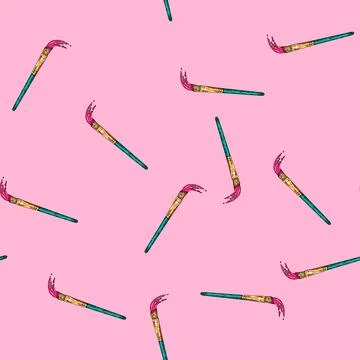 Pattern paintbrush stationery sketch hand drawn Stock Illustration